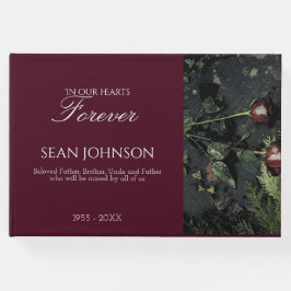 Livro De Visitas Elegante Borgonha para sempre em nosso Funeral