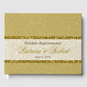 Livro De Visitas Elegante Brilho Dourado 50º Aniversário