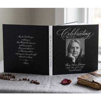 Livro De Visitas Elegante Celebração da Vida Memorial Funeral Preto