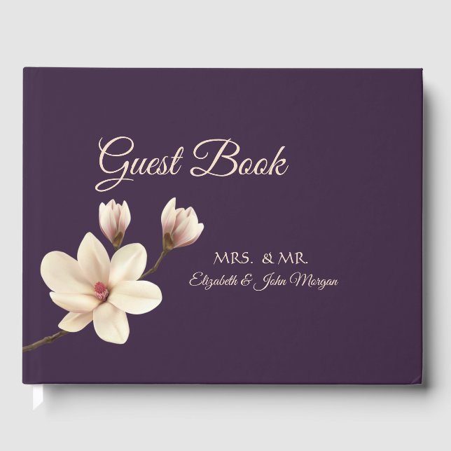 Livro De Visitas Elegante Chic Magnolia Wedding (Frente)