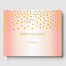 Livro De Visitas Elegante Confetti Dourado no Rosa Dourado