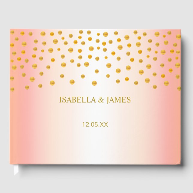 Livro De Visitas Elegante Confetti Dourado no Rosa Dourado (Frente)