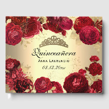 Elegante Damasco Dourado Rosas Quinceanera Persona