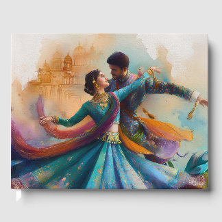 Livro De Visitas ✨Elegante Dança Kathak de Casal em Arte em Aquarel