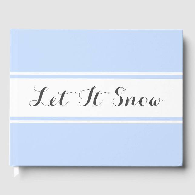 Livro De Visitas Elegante Deixar Neve Texto Azul Largas Brancas Mol (Frente)