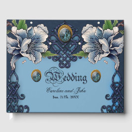 Livro De Visitas Elegante design celta azul