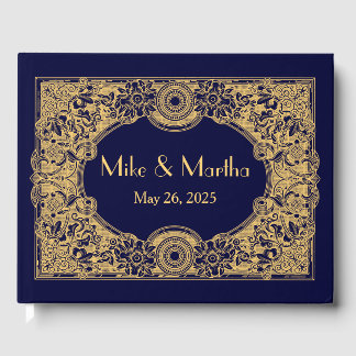 Livro de Visitas Elegante Dourado Ornamental