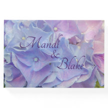 Elegante Floral Blue Lavanda Hydrangea Guest Book