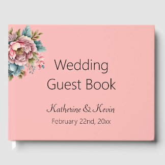 Livro De Visitas Elegante Floral Dusty Rosa Wedding