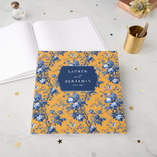 Livro De Visitas Elegante Floral Laranja
