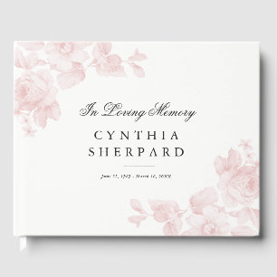 Livro De Visitas Elegante Floral Vintage Funeral ou Memorial