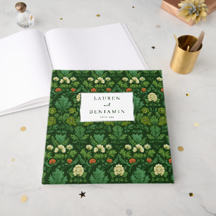 Livro De Visitas Elegante Floral Vintage Verde