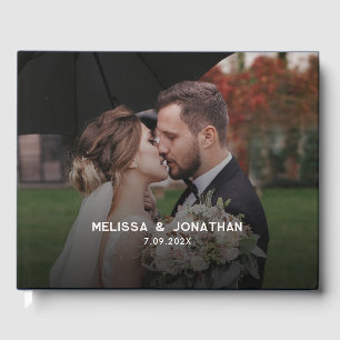 Livro De Visitas Elegante Foto de Casamento Moderna