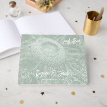 Elegante Girassol Floral Branco Sage Rústico