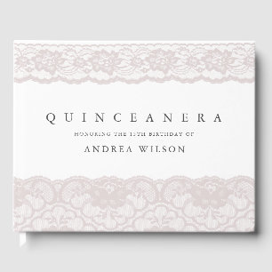 Livro De Visitas Elegante Lace Quinceanera 15 Festa de aniversário