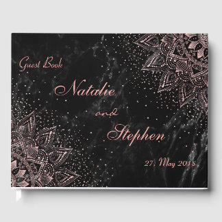 Livro De Visitas Elegante mandala confetti e marble design