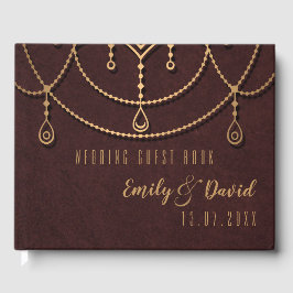 Livro De Visitas Elegante Maroon Red Indian Traditional Design