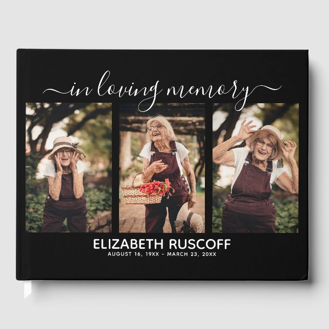 Livro De Visitas Elegante Memorial Photo Collage & Tribute Keepsasa (Frente)