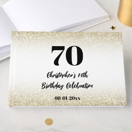 Livro De Visitas Elegante Minimalista Dourado e Preto Aniversário d