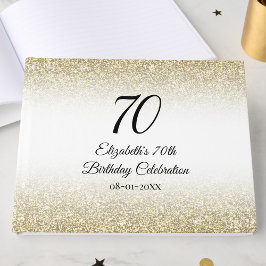 Livro De Visitas Elegante Minimalista Dourado e Preto Aniversário d