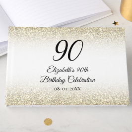 Livro De Visitas Elegante Minimalista Dourado e Preto Aniversário d