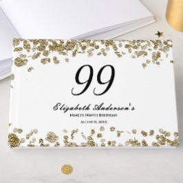 Livro De Visitas Elegante Minimalista Preto e Dourado Aniversário d