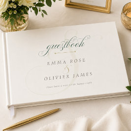 Livro De Visitas Elegante Monograma Verde Esmeralda Dourado de Casa
