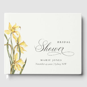 Livro De Visitas Elegante Narciso Amarelo Aquarela Chuveiro de Noiv