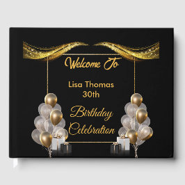 Livro De Visitas Elegante negro Dourado