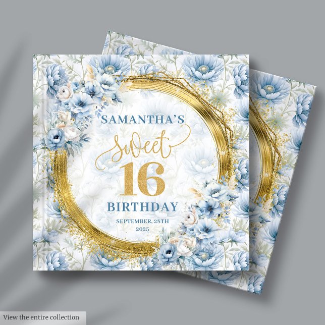 Livro De Visitas Elegante Pastel Blue Sweet Sessenta e Dezesseis Pa (Elegant Pastel Blue Sweet Sixteen Guest Sign In Guest Book)