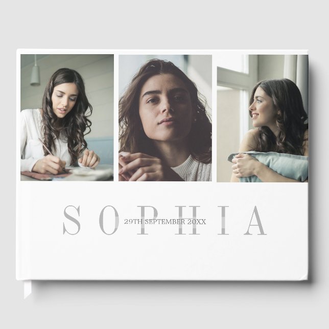 Livro De Visitas Elegante Personal 3 Photo Bat Mitzvah (Frente)