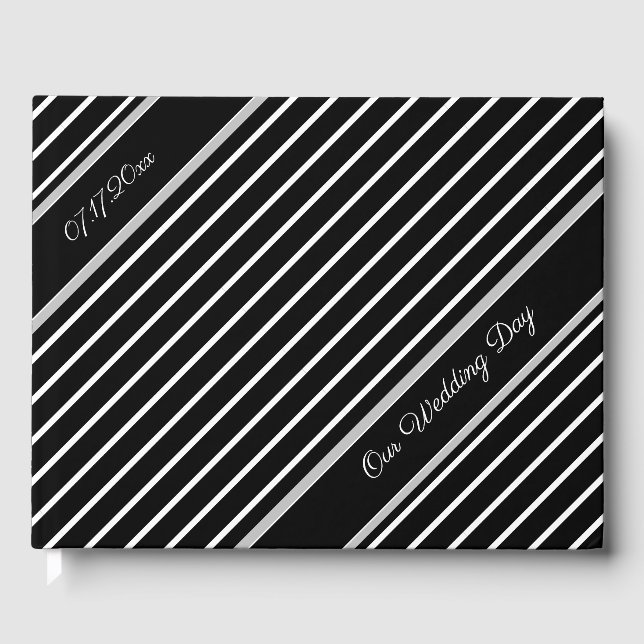 Livro De Visitas Elegante Preto e Branco (Frente)