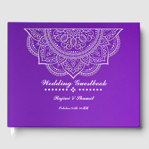 Livro De Visitas Elegante Purple Paisley Mandala