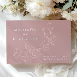 Livro De Visitas Elegante Rosa Dusty em Cascata Deixa Casamento Fot