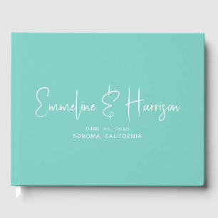 Livro De Visitas Elegante Rótulo Serif Personalizado Claro Casament