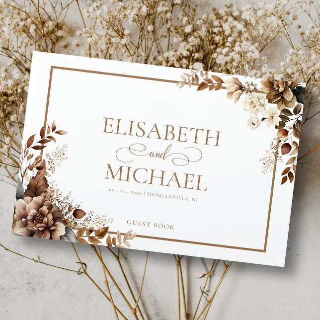 Livro De Visitas Elegante Rustic Wildflower Boho Terracotta (Capture cherished moments with this rustic wildflower design guest book, perfect for boho weddings.)