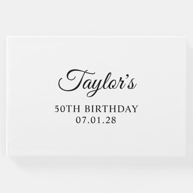 Livro De Visitas Elegante Script 50th Birthday (Frente)