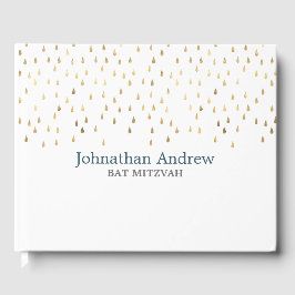 Livro De Visitas Elegante Teal e Dourado Bar Mitzvah