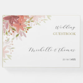 Livro De Visitas elegante Terracotta Blush Wildflower Watercolor Ar