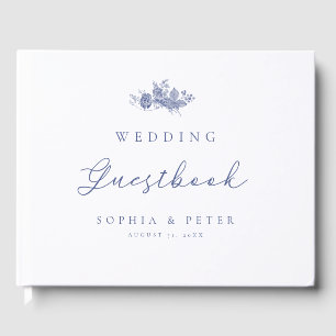 Livro De Visitas Elegante Toile Blue Weding Guest Book