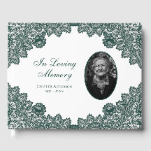 Elegante Vintage Green Floral Lace Foto Funeral