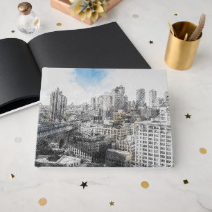 Livro De Visitas Elegante Watercolor Brooklyn Bridge NYC