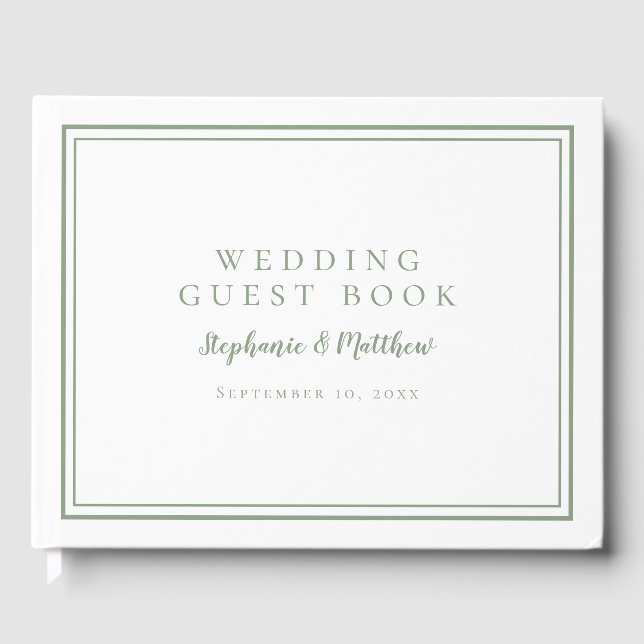 Livro De Visitas Elegante Wedding Sage Green Guest Book (Frente)