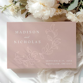 Livro De Visitas Elegantes Folhas de Rosa em Cascata Foto Casamento