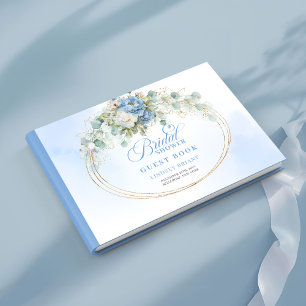 Livro De Visitas Elegantes Peônias Azul Poeirento Eucalipto Dourado