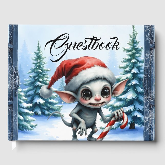 Livro De Visitas Elfo de Natal com Candy Cane. (Frente)