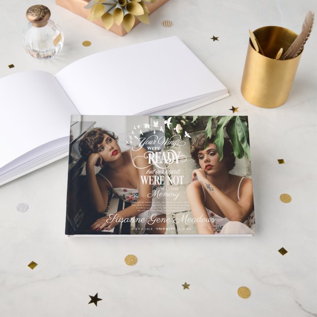 Livro De Visitas Em memória de amor | Foto Memorial Funeral (Frente aberta)