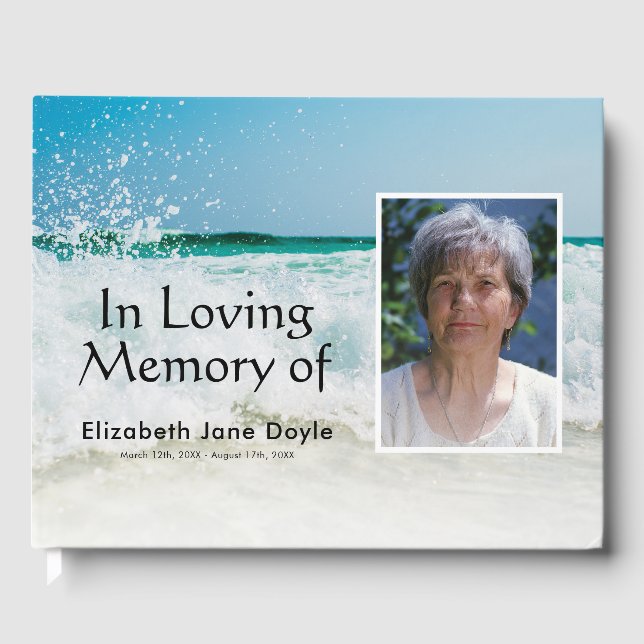 Livro De Visitas Em Memória Querida | Funeral Memorial Praia Oceano (Frente)