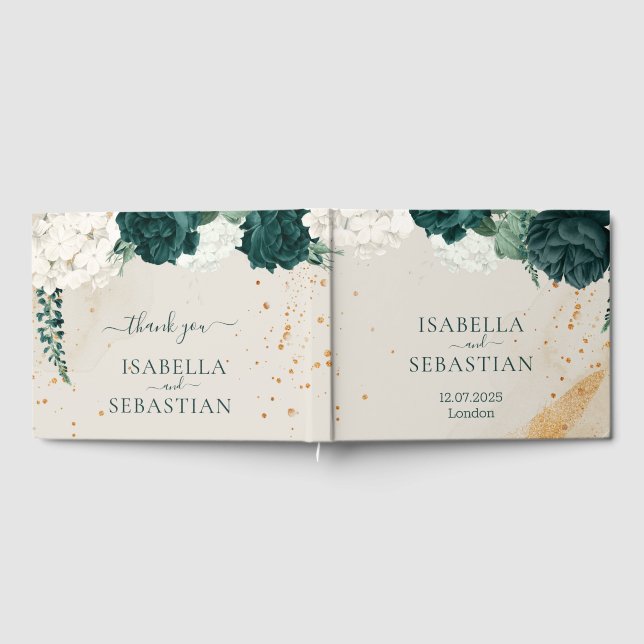Livro De Visitas Emerald Foliage Blush Rose Wedding (Completo)