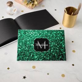 Livro De Visitas Emerald Green faux glits brilha monograma